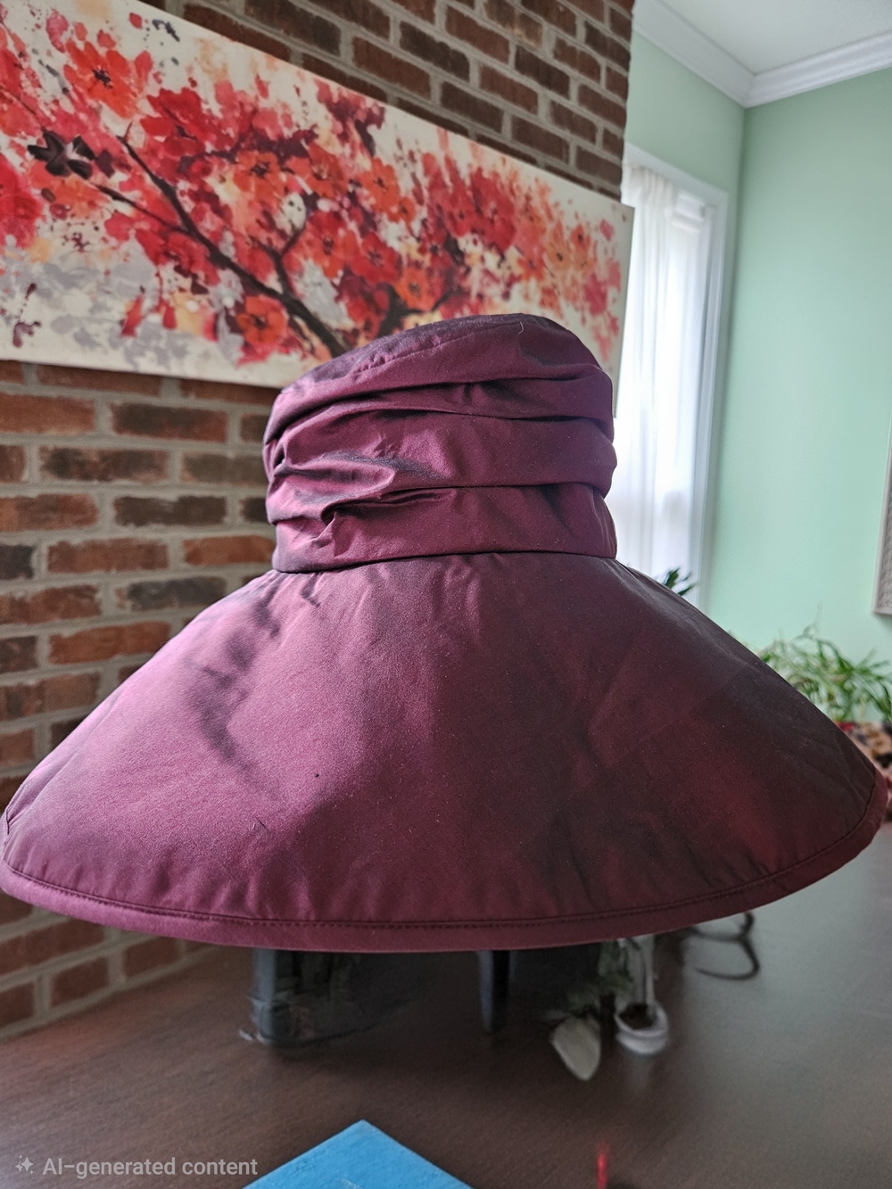 Wide Brim Jolie Burgundy With Black Lining Hat